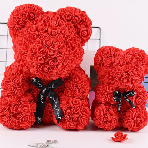 Hot Sale 25Cm Eternal Rose Bear Gift Box Hugging Bear Artificial Flower Gifts Series for Graduation Anniversaries Valentine'S