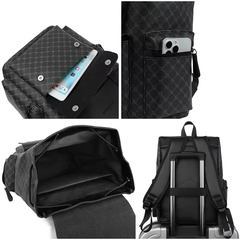 Wholesale Custom Anime Style American Zipper PU Business Travel Laptop Backpack Waterproof with Polyester Lining