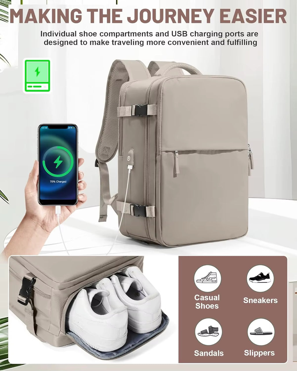 Women Men Laptop Backpack with Vacuum Compression Pump Waterproof Travel Bag Polyester Lining Seal Packing for Personal Items