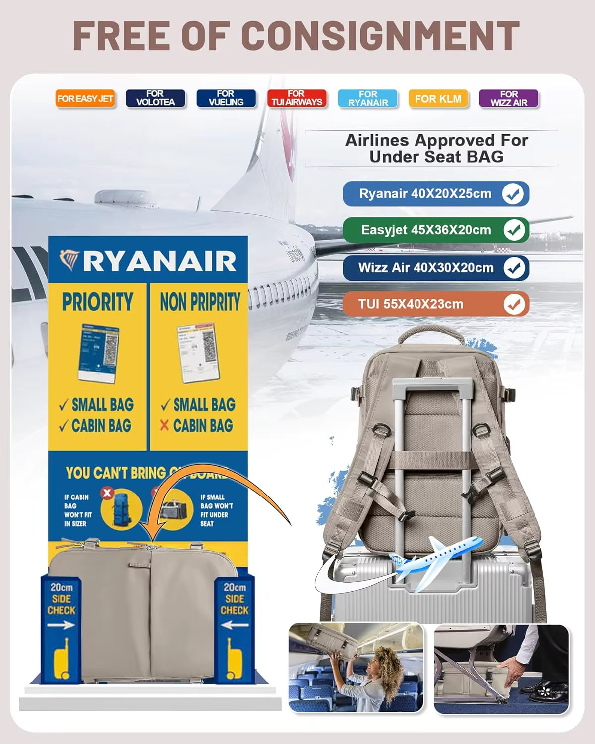 Women Men Laptop Backpack with Vacuum Compression Pump Waterproof Travel Bag Polyester Lining Seal Packing for Personal Items