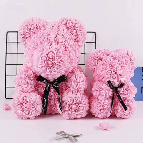 Hot Sale 25Cm Eternal Rose Bear Gift Box Hugging Bear Artificial Flower Gifts Series for Graduation Anniversaries Valentine'S