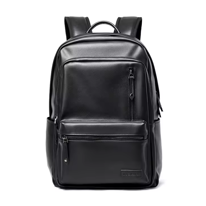 Men’s PU Leather Plaid Business Backpack