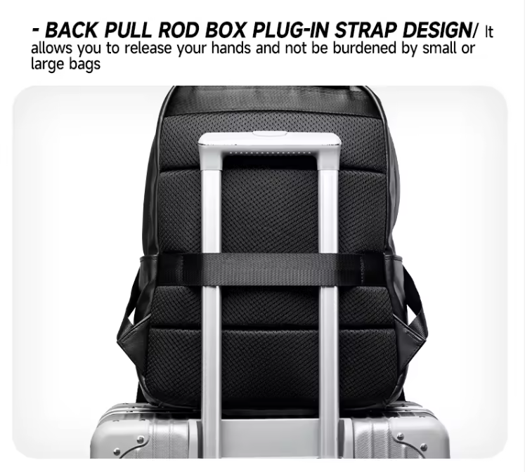 Men’s PU Leather Plaid Business Backpack