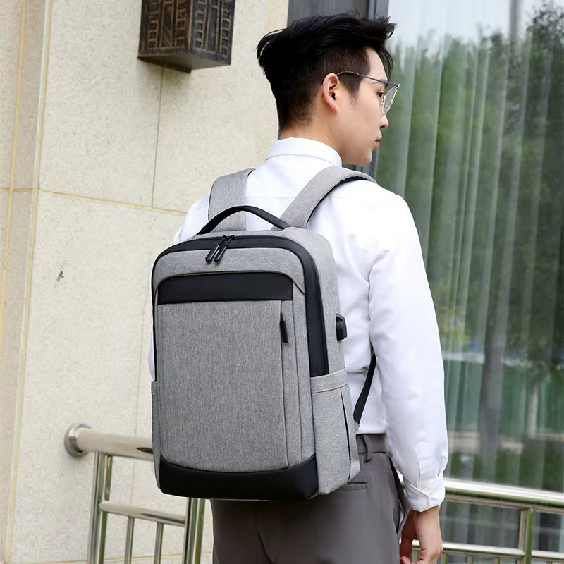 Factory 16" Computer Bag Mochila Waterproof Business Escolar School Sac a Do Laptop Backpack with Usb Polyester OEM ODM Service