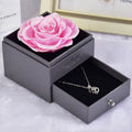 Trendy Eternal Rose Jewelry Box Real Flower Drawer Gift Set for Valentine Mother Day Present Keepsake Storage Case